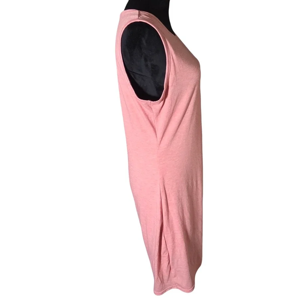 BTFBM Pink Ruched Side Dress Womens L Sleeveless Knit‎ Casual Midi Bodycon